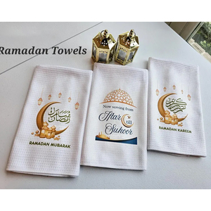 Serviettes de toilette brodées Ramadan Karim pour invités, serviette personnalisée Ramadan, <span class=keywords><strong>cadeau</strong></span> musulman Ramadan Mubarak, serviette de cuisine - Product Image 1