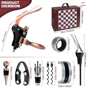 Cross-Border New <b>Creative</b> Manual for Head Zinc Alloy Multifunctional Red Wine Opener Antique Red Checkerboard <b>Gift</b> Set Set - Product Image 2