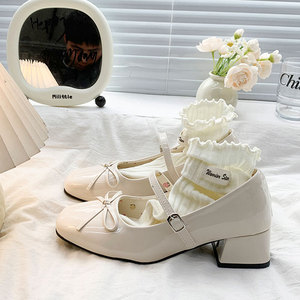 <span class=keywords><strong>Scarpe</strong></span> Mary Jane Vintage Chic in Stile Francese, Versatili, Tinta Unita, Nuova Collezione Primavera 2026, con Fiocco e Tacco Medio Grosso - Product Image 1