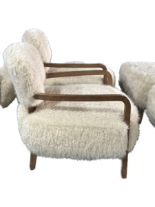 Moderne Fauteuil Loungestoel Pluche Eenvoudig Zacht Ontwerp Draaiende Woonkamer Slaapkamer Kantoorwerkplaats Eethotel Hout Leer - Product Image 3