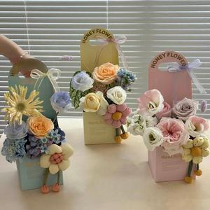 Bloemenboeketdoos van dik karton, handgemaakt, draagbaar, met gouden opdruk, voor verse bloemen, aanbieding - Product Image 5