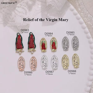 Vente en gros de breloques 3D en alliage pour Nail Art avec strass bijoux San Judas Vierge Marie pour manucure et Nail Art - Product Image 2