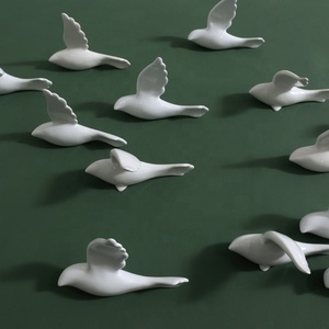 Artisanat mural suspendu, oiseau blanc, céramique, décoration murale, Art de maison, 10 pièces - Product Image 5