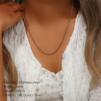 Collier à maillons fins polyvalent EMANCO en acier inoxydable PVD pour femme, couleur or/argent 14 carats, géométrique, pour le bureau/le travail, fiançailles