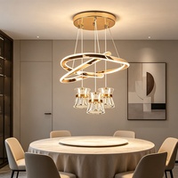 Lustre moderne luxueux en acrylique, design créatif en forme d'anneau, type suspendu, lampe de table pour salon et salle à manger, design simple, élégant et unique