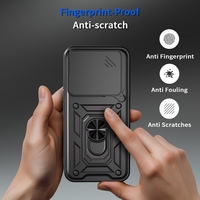 Caméra coulissante antichoc souple TPU dur PC étui de protection pour téléphone avec porte-anneau étui de couverture arrière pour Huawei Honor 400 Lite