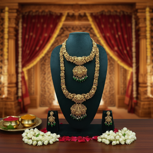 PADMAWATI <b>BANGLES</b> Traditional South Indian Temple Long Bridal Engagement Wedding Party Necklace <b>Set</b> Alloy <b>Gold</b> Plated Zircon - Product Image 3