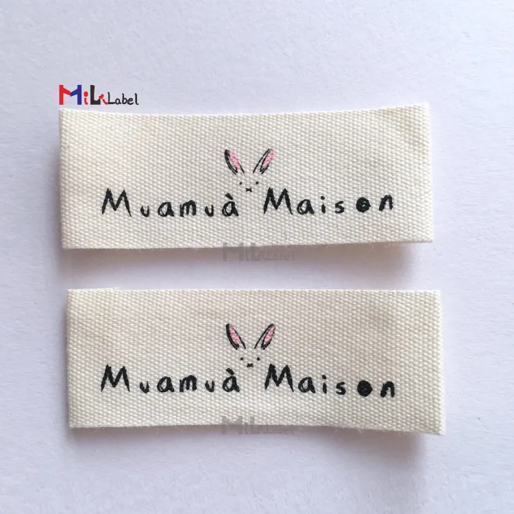 custom labels for clothing labels 100% cotton Natural white silk-screen printing garment labels clothing tags clothes tag