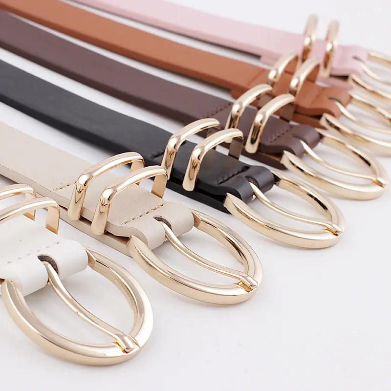 Manufacturers Wholesale Designer Women's Pu Belts Girls Dresses Jeans Strap Fashion Gold Buckle Ladies Leather Belt