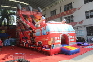 Nouveau camion de pompier Pvc toboggan gonflable jeux de plein air château sautant Commercial 30ft toboggan sec gonflable - Product Image 5