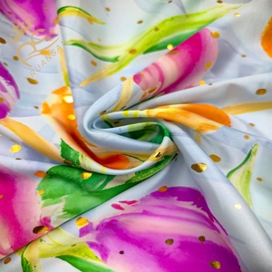 100% polyester satin vải in kỹ thuật số với lá cho may mặc của phụ nữ - Product Image 6