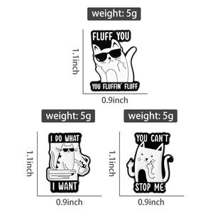 Satirisch onbeleefde kat met de middelvinger gebaar emaille pins je kunt me niet stoppen ik doe wat ik wil broches reversbadge sieraden - Product Image 2