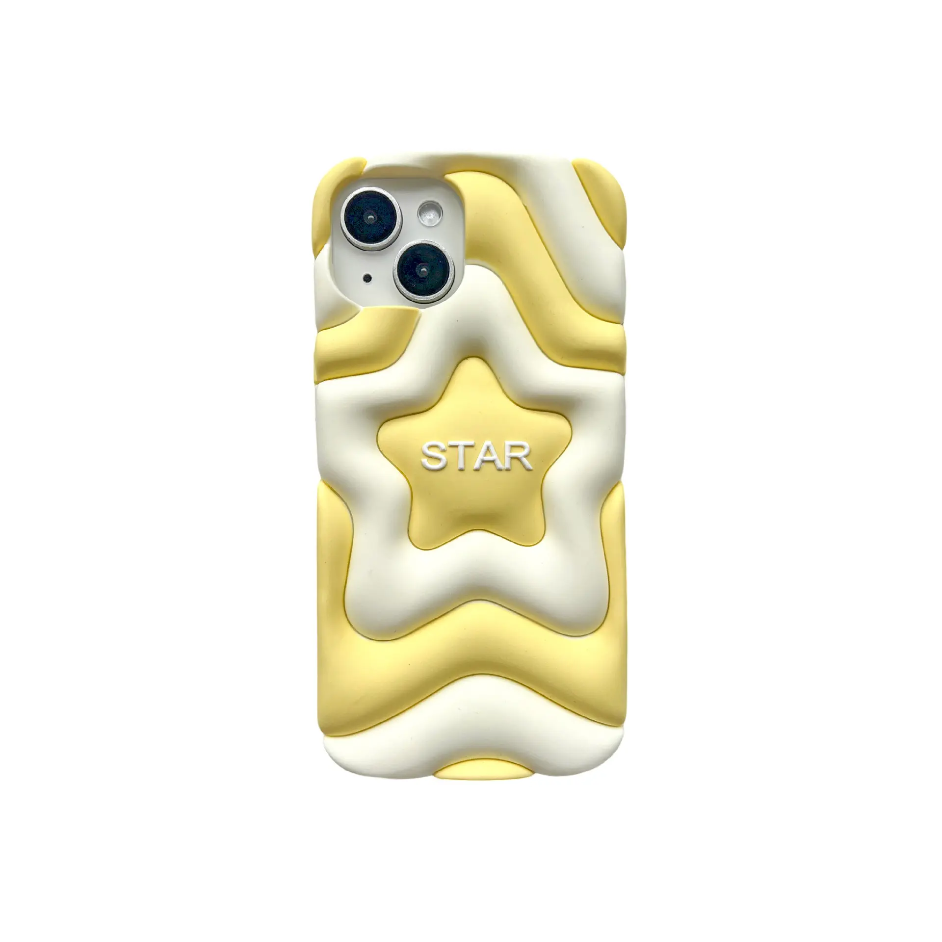 IPhone için yıldız ile 3D silikon sevimli sarı telefon kılıfı