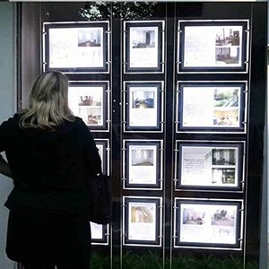 Ultra Slim Acrylic Frame Led <b>Light</b> <b>Box</b> Rectangle Hanging <b>Advertising</b> Crystal Lightbox For Illuminated Signs Real Estate Agents - Product Image 2