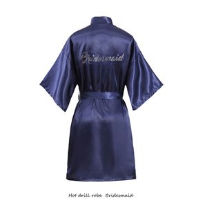 Batas de Novia de Satén Sedoso con Pedrería, para Damas de Honor, Madres del Novio, Batas de Boda, Kimono para Despedida de Soltera, Ropa de Dormir - Product Image 2