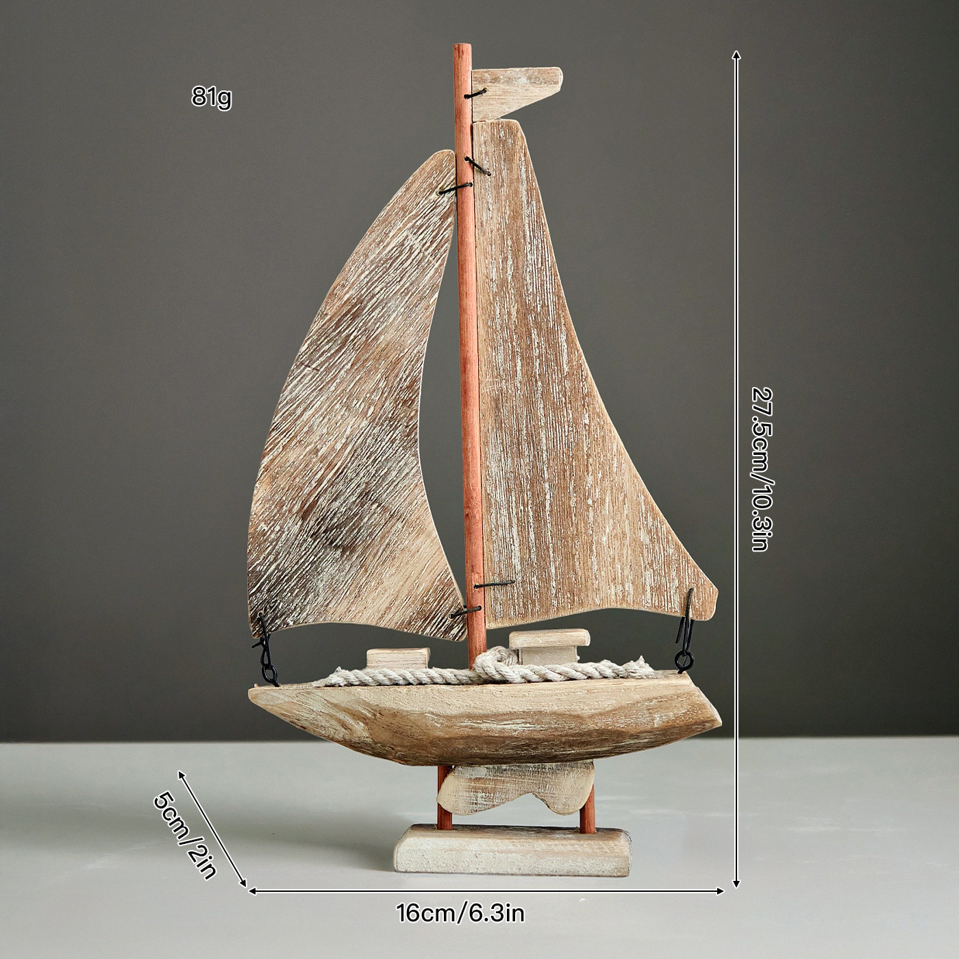 Small wooden sailboat
