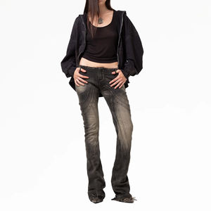 Celana <span class=keywords><strong>Jeans</strong></span> Denim Wanita Model Boot-cut Seksi Pendek Xxx, Celana <span class=keywords><strong>Jeans</strong></span> Denim Vintage Biru Bekas Pinggang Rendah untuk Wanita - Product Image 5