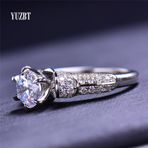 Anillo de plata de primera ley y diamante sintético para mujer, sortija, plata esterlina 925, Diamante de 1 quilate, moissanita, Color D - Product Image 3