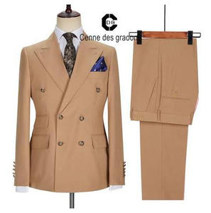 Costume Deux Pièces de Haute Qualité pour Homme Grande Taille, Smoking de Marié à Double Boutonnage Coupe Cintrée, Tenue de Banquet Veste + Pantalon - Product Image 6