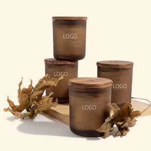 Private Label Transparent Thick-walled Curved Base 6oz 8oz 12oz Glass <b>Candle</b> Jar for Home Decoration With Wooden Lid - Product Image 5