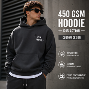 Sudadera con Capucha de 450 GSM, 100% Algodón, Personalizada, Gruesa, para Hombre, Estilo Urbano, Marca Privada, Fabricante OEM ODM - Product Image 1