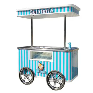 Factory Price Customized Gelato Cart Ice Cream Van Street Hand Push Gelato Ice Cream Cart Hot Sale