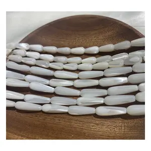 Drop Shape Natural Sea Shell Crafts White Round Pearl Bead Trochus Shell Strands