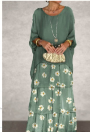 <span class=keywords><strong>Abito</strong></span> <span class=keywords><strong>lungo</strong></span> girocollo in maglia Chiffon manica <span class=keywords><strong>a</strong></span> <span class=keywords><strong>pipistrello</strong></span> - Product Image 4