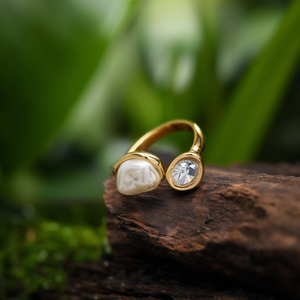 Bague en cristal en acier inoxydable 316L plaqué or PVD, bijoux durables et résistants - Product Image 3