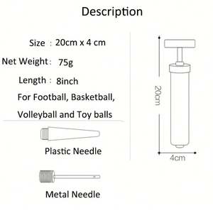 Mini Bomba de Mano de 8 Pulgadas para Fútbol/Baloncesto/Voleibol - Bomba de Aire Portátil para Balones Deportivos - Inflador de Balones Compacto con Aguja Incluida - Product Image 6