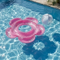 Ensemble de 2 flotteurs gonflables : Bouée de bain en forme de fleur + ballon de plage, kit de jouets flottants pour piscine et plage pour adultes