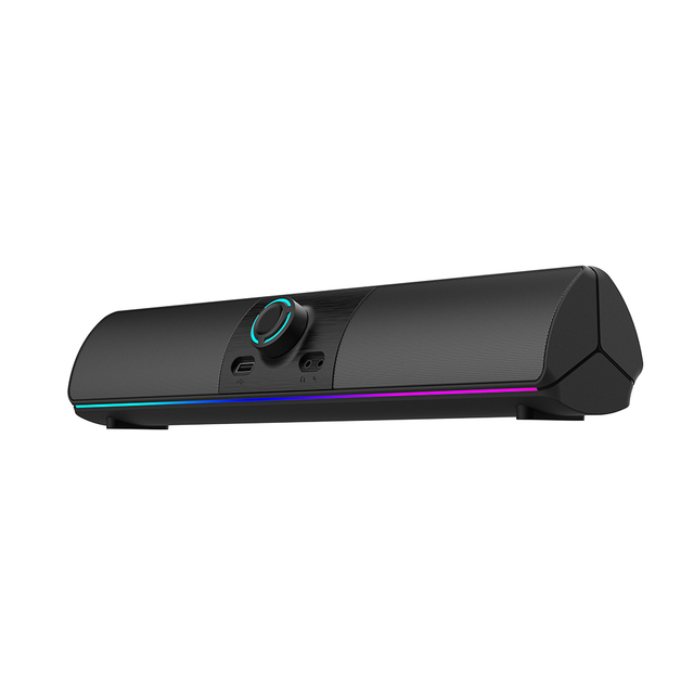 Wireless RGB Light Gaming Speakers USB Powered Bass EQ 4-Level Adjustable Knob 12 Lighting Effects Computer Soundbar Desktop AIO