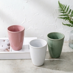 Pot à succulentes en céramique moderne avec bordure perlée pour la décoration intérieure et de bureau - Product Image 5