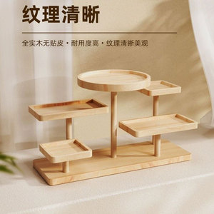 Solid wood display <b>stand</b> with tiers, creative wooden ornaments and decorations, Instagram-worthy multi-layer storage rack - Product Image 4