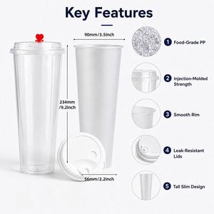 Vaso de Plástico PP Desechable Personalizable de Gran Capacidad para Té con Leche y Café, Modelo Appetite King, 90mm de Diámetro, Digital - Product Image 2