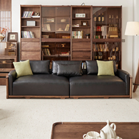 Canapé 3 places minimaliste en noyer noir américain, structure en bois massif, rembourrage en mousse, design moderne, idéal pour appartement et hôtel, directement de l'usine