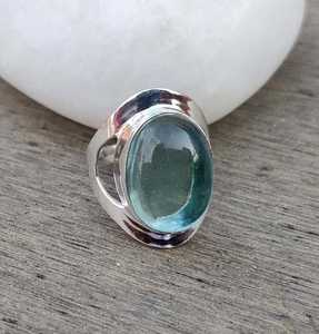 แหวนอควาสโตนดีไซน์ล่าสุดสุดหรูพร้อมสไตล์โมเดิร์นขัดเงาเรียบเหมาะสำหรับใช้ในชีวิตประจำวันงานหมั้นเครื่องประดับและของขวัญปาร์ตี้ - Product Image 1