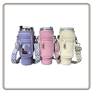 Custom Neoprene Water <b>Bottle</b> <b>Carrier</b> Bag for 40 oz Tumblers with Phone Pocket & Adjustable Strap - Product Image 2