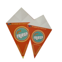 Cono de Papel Recubierto Ecológico, Materiales Reciclados para Pollo Frito, Pizza, Papas Fritas