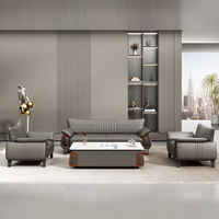 Conjunto de sofá de oficina modular multifuncional de lujo, moderno y ligero, diseño con cubierta de cuero, áreas de recepción, sofás públicos