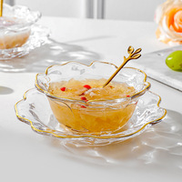 Bol à dessert créatif en verre style japonais Phnom Penh Peony, nid d'oiseau, tremella, crème glacée, salade