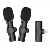 Microphone cravate à condensateur sans fil K11 2.4G double intelligent à réduction de bruit pour diffusion en direct/studio/vlog extérieur avec LED portable