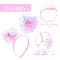Xieli feuille bandes Pom Pom bandeaux clinquant boule moelleuse boucle de cheveux pompon bandeau pour la fête de la saint-valentin