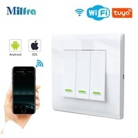 Oem ODM EU EK 86*86 Mét Trắng nhựa <span class=keywords><strong>Wifi</strong></span> chuyển đổi thông minh push button chuyển làm việc với Google trợ lý Alexa Đối với trang chủ - Product Image 5