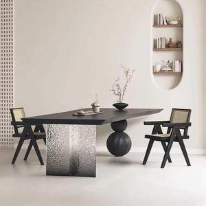 Wabi Sabi Style Office <b>Desk</b> Solid Wood Tea <b>Table</b> With Acrylic Gradient Top For Living Room And Office Use - Product Image 4