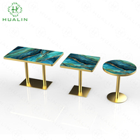 Tables de salle à manger de restaurant haut de gamme de style moderne HUALIN, en pierre frittée ou en verre, personnalisables avec des motifs