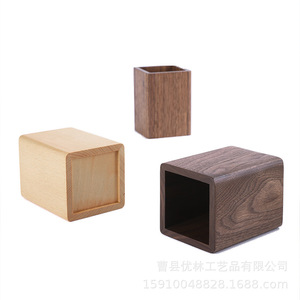 Porte-stylos carré en bois de hêtre avec jointure à mortaise et tenon, organisateur de bureau, rangement pour fournitures de bureau - Product Image 5