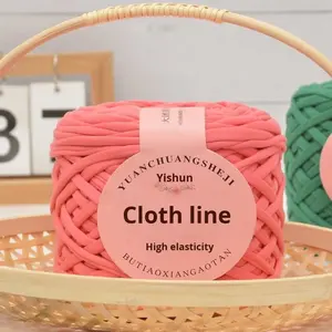 Grandes pantoufles tricotées à la main en bande de tissu teint haute élasticité, fil de coton Sairo pour crochet DIY, panier de rangement pour chaussures - Product Image 3