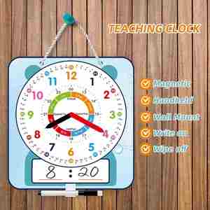 Reloj Magnético de Papel para Escribir, Diseño Bonito y Grande, Reloj de Demostración Azul para que los Niños Aprendan la Hora, Material Escolar para el Hogar - Product Image 2