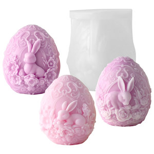 Lapin de Pâques, œuf, bougie artisanale en cire de soja mélangée 3D colorée, pour les fêtes et les bars - Product Image 5